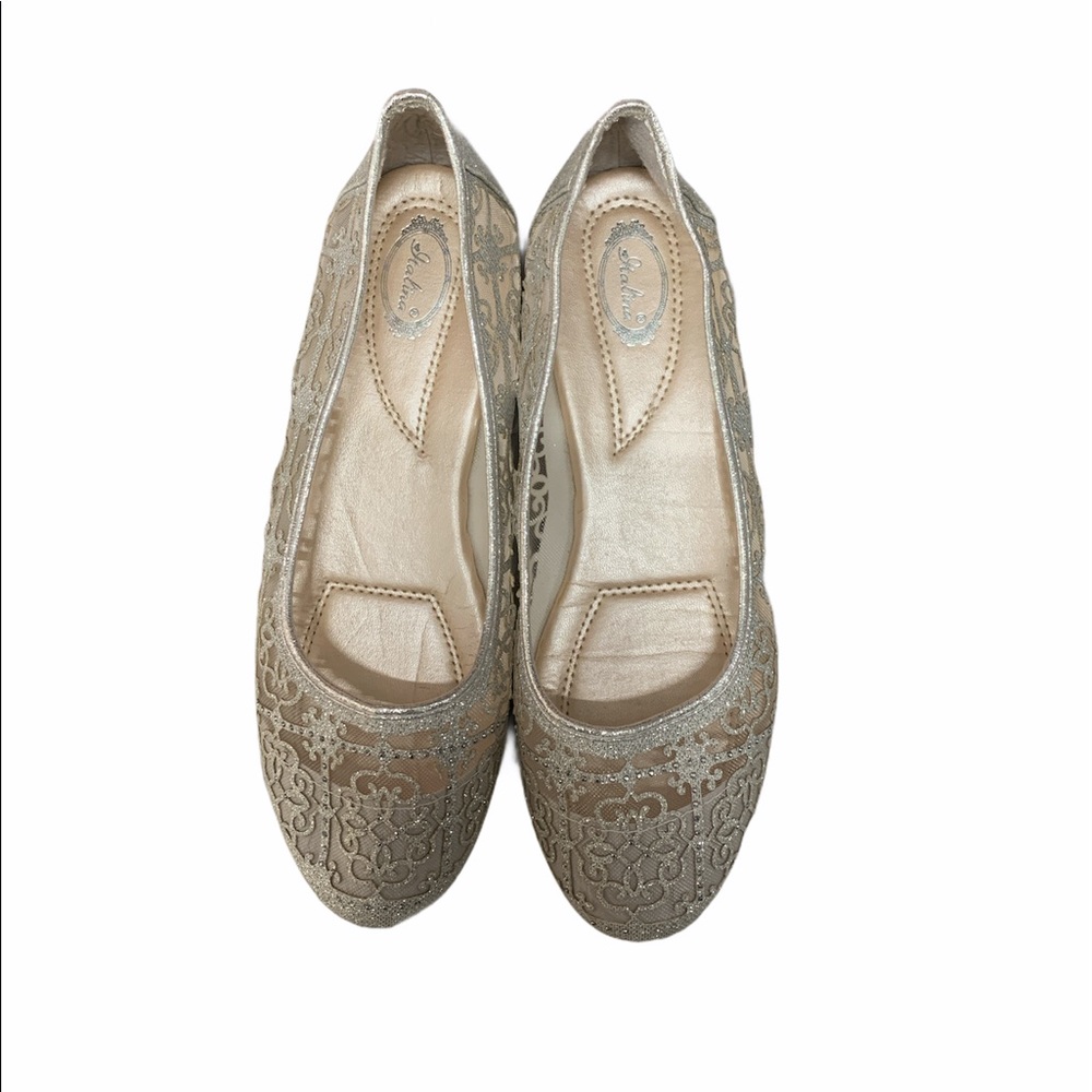 Italina Silver Sparkly Closed Toe Flats